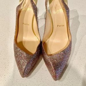 Christian Louboutin Champagne Silver Sling Pumps